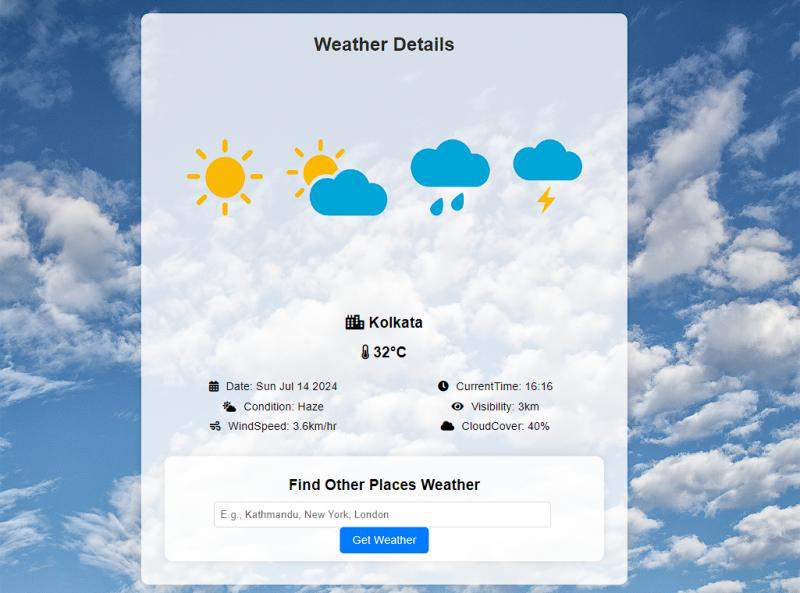 Screenshot of Weather App